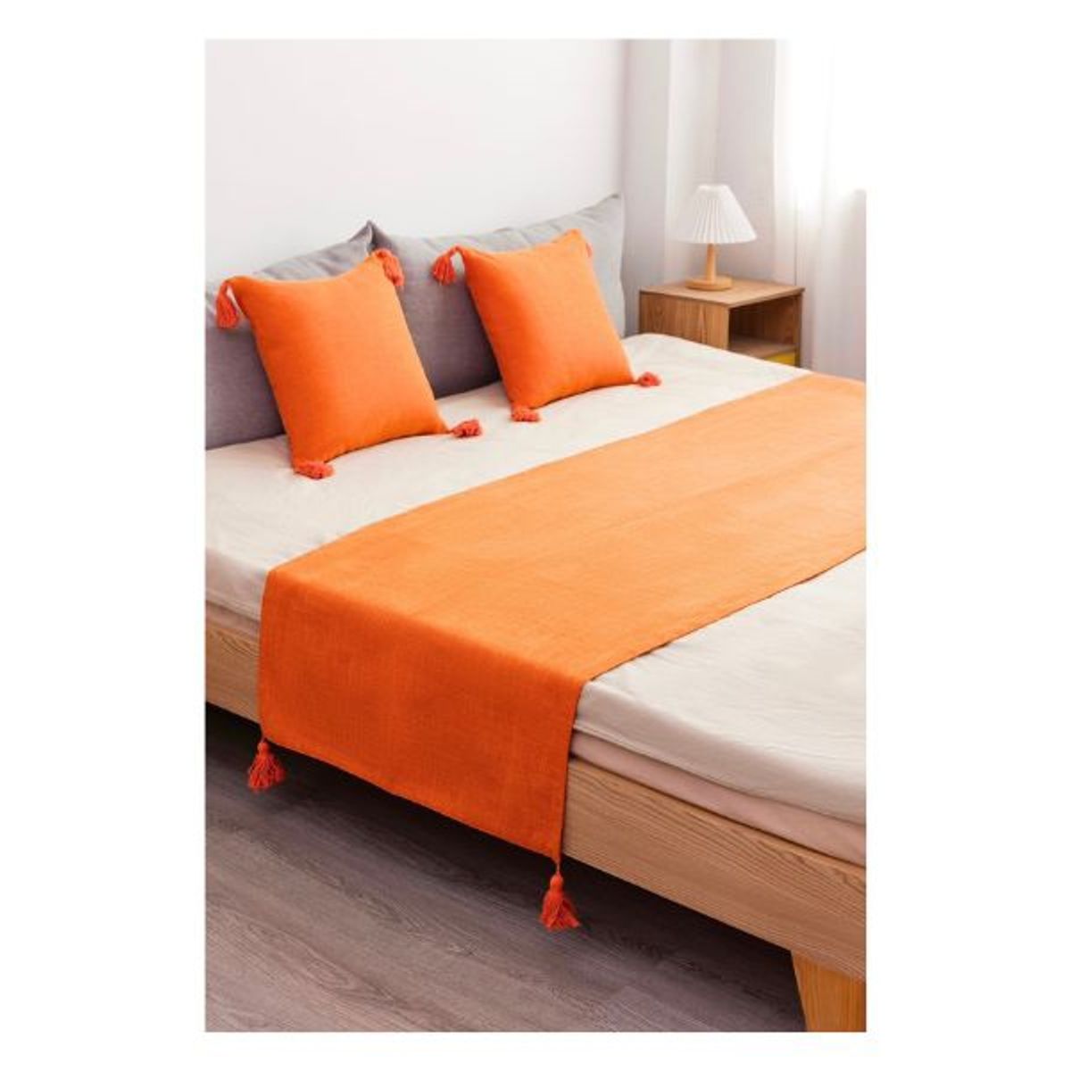 GENERICO - Piecera de Lino 2 Plazas 70 x 210 cm Naranja