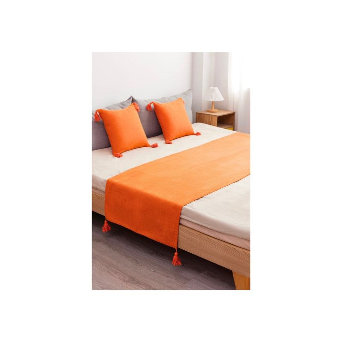 GENERICO - Piecera de Lino 2 Plazas 70 x 210 cm Naranja