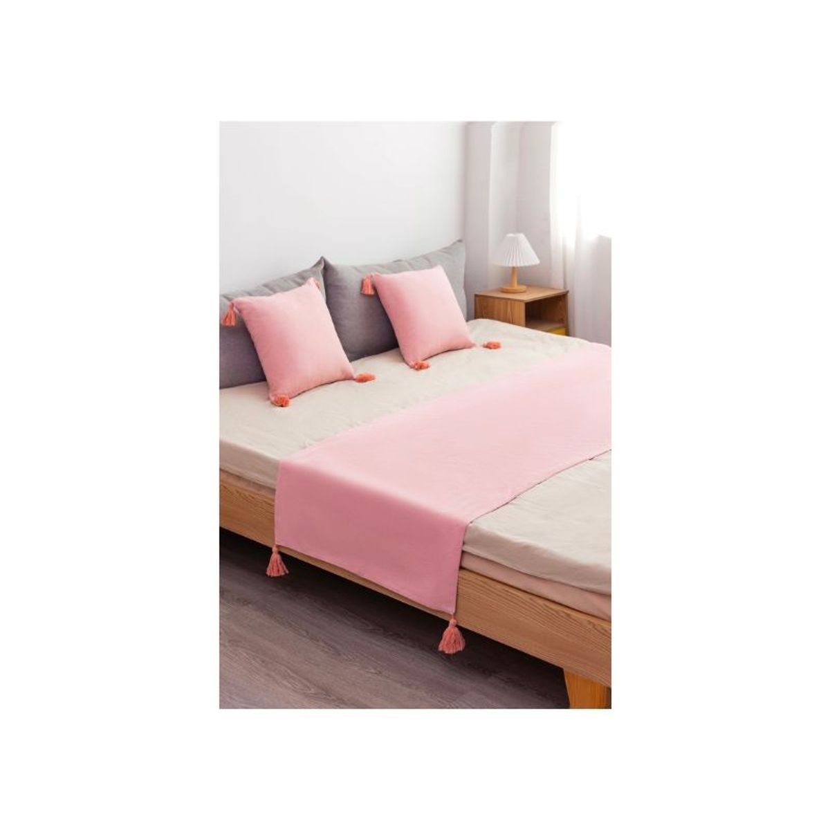 GENERICO - Piecera de Lino 2 Plazas 70 x 210 cm Rosado