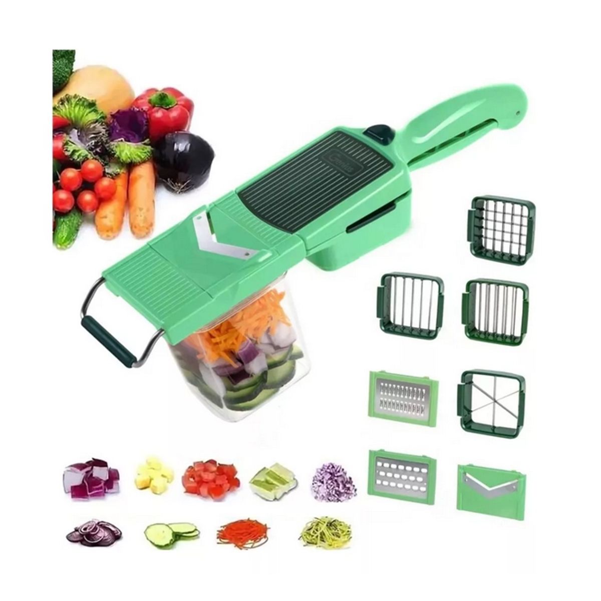 GENERICO - Cortador Picador De Verduras 8 En 1 Quick