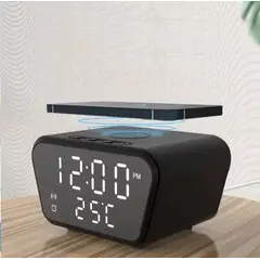 GENERICO - Reloj Despertador Con Cargador Inalámbrico Y Termómetro