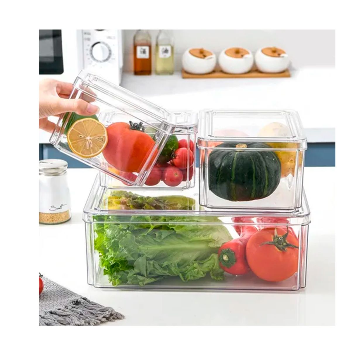 GENERICO - Organizador Refrigerador Transparente Alta Resistencia 7 Pcs