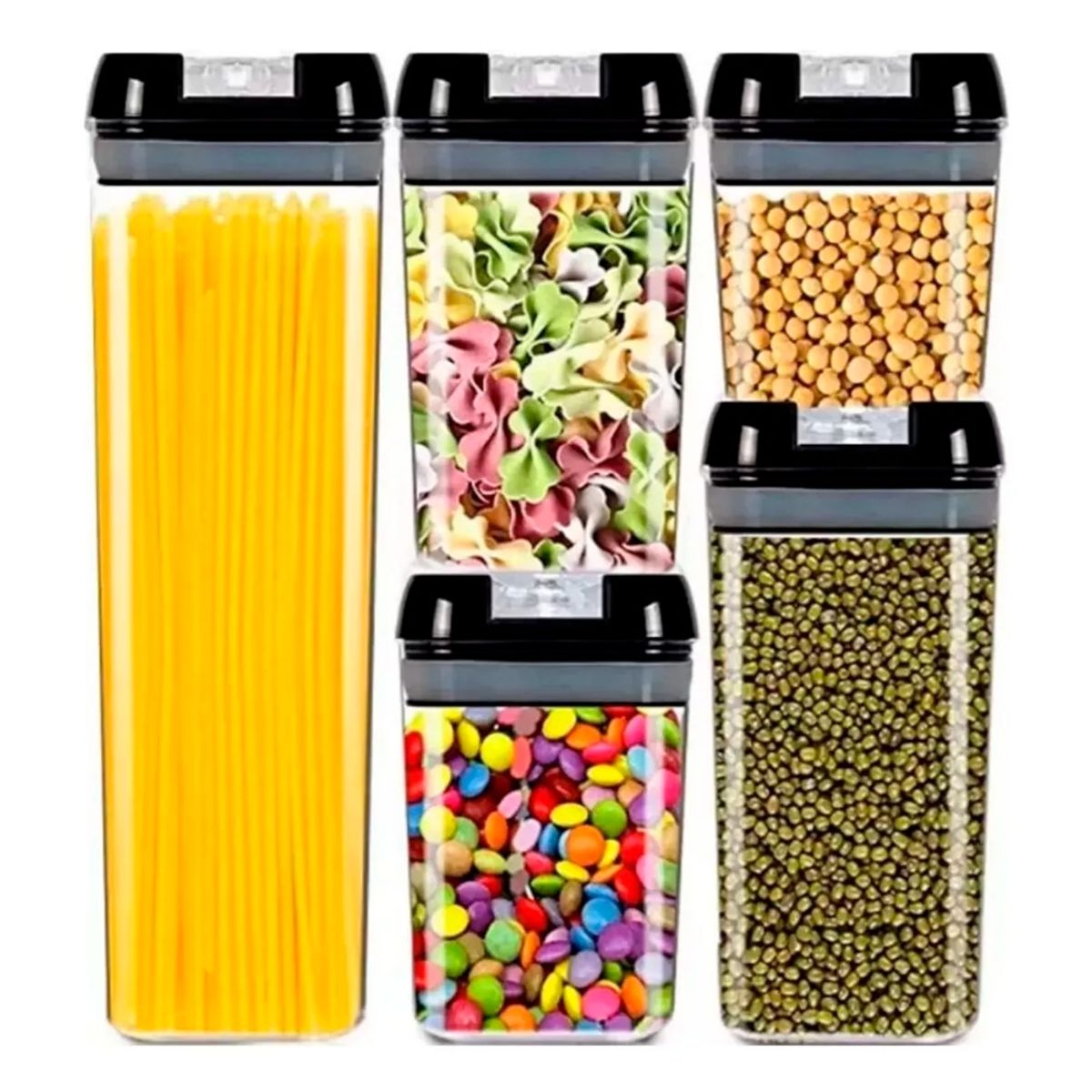 IRM - Set 5 Contenedores Alimento Hermeticos Apilable Cierre Fácil