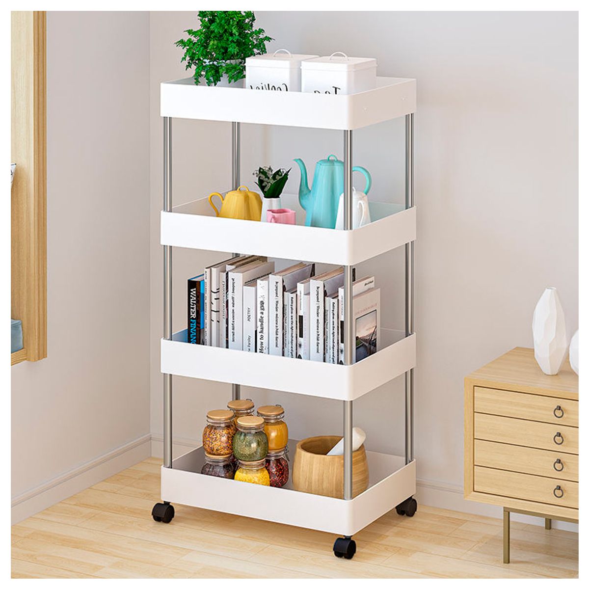 IRM - Carrito Organizador Baño 4 Niveles Con Ruedas Multifuncional X L