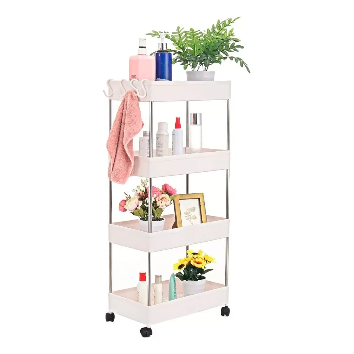 IRM - Carrito Organizador Baño 4 Niveles Con Ruedas Multifuncional X L