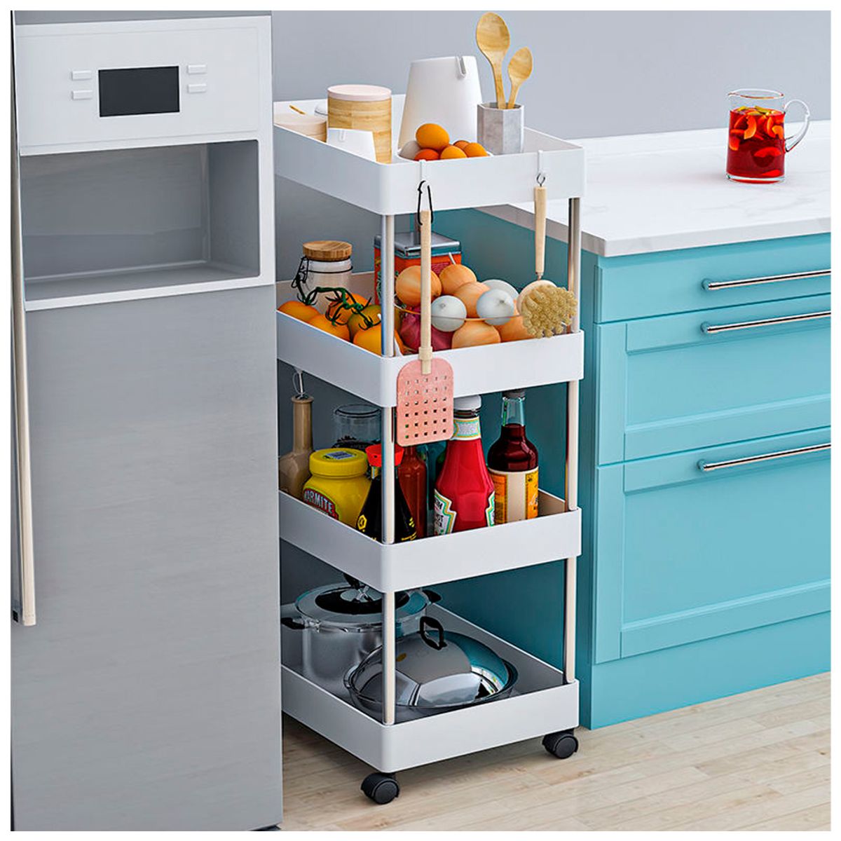 IRM - Carrito Organizador Baño 4 Niveles Con Ruedas Multifuncional X L