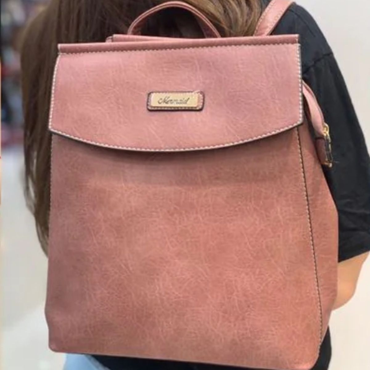 GENERICO - Cartera Mochila 2 en 1 Eco cuero Rosa