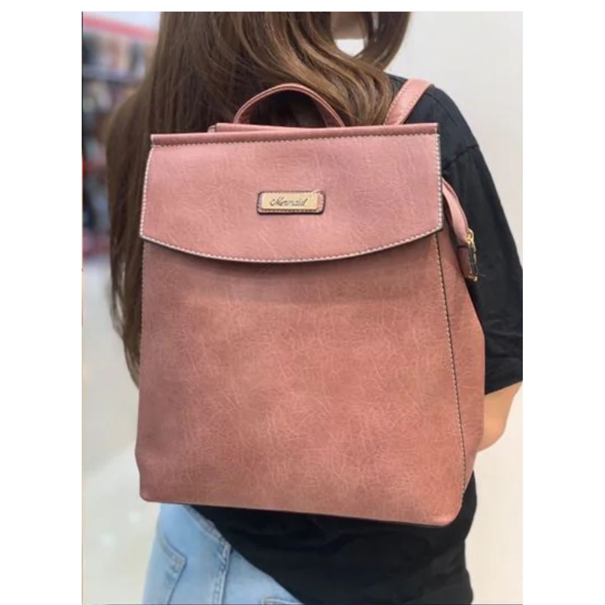 GENERICO - Cartera Mochila 2 en 1 Eco cuero Rosa