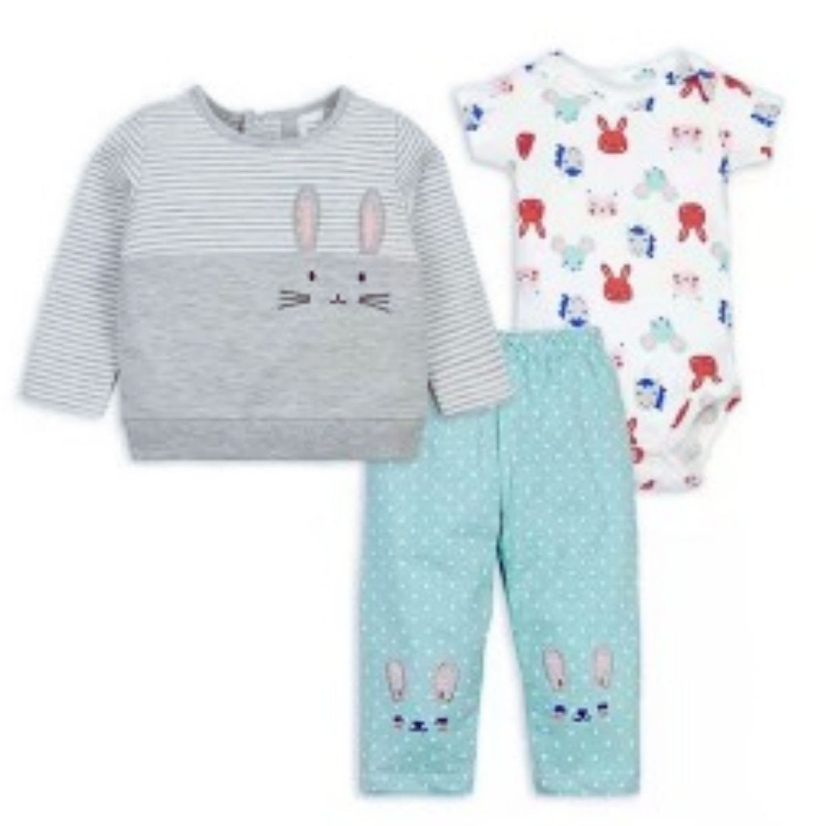 TEDMIMAK - Conjunto Bebe Niña Pack 3 Piezas Tedmimak Conejos