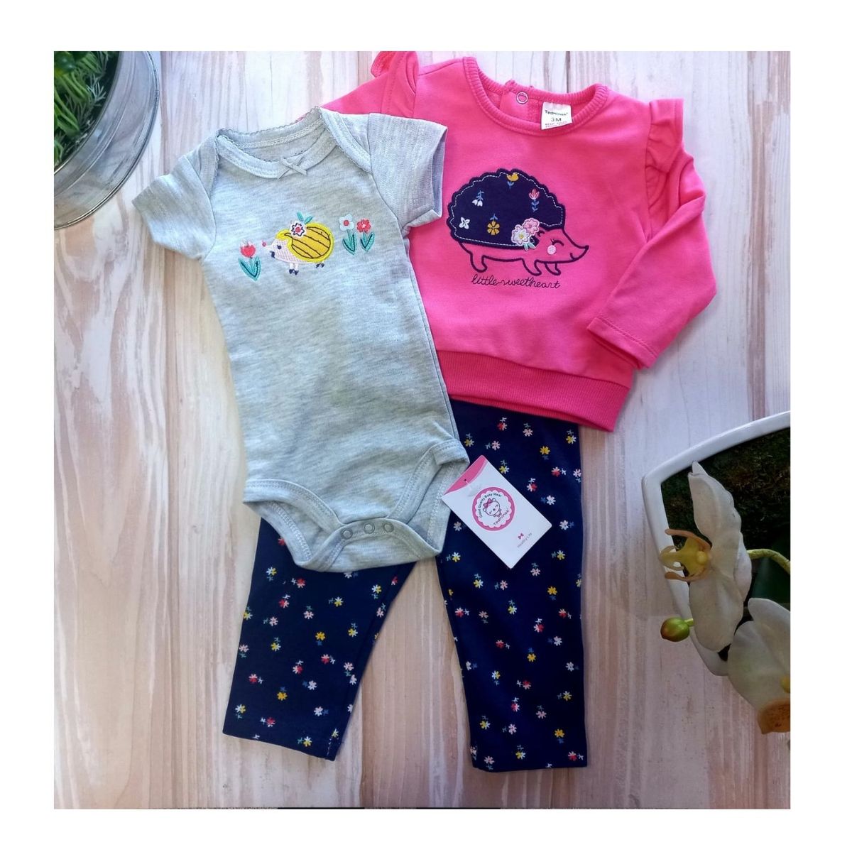 TEDMIMAK - Conjunto Bebe Niña Pack 3 Piezas Tedmimak Erizo