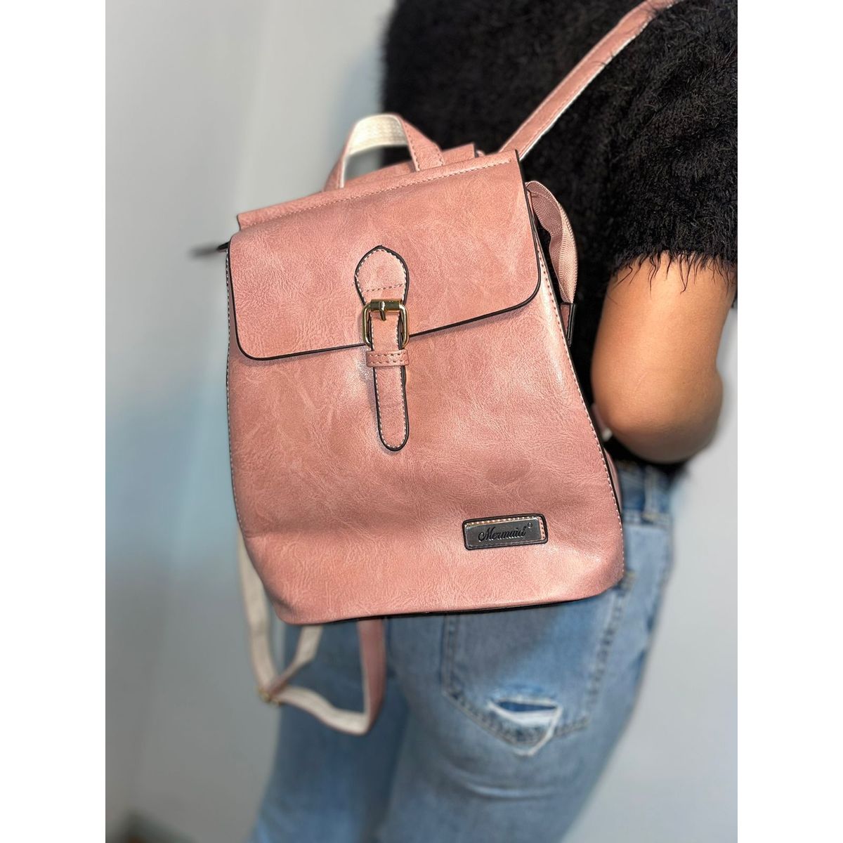 GENERICO - Cartera Mochila Eco cuero Rosada 2 en 1