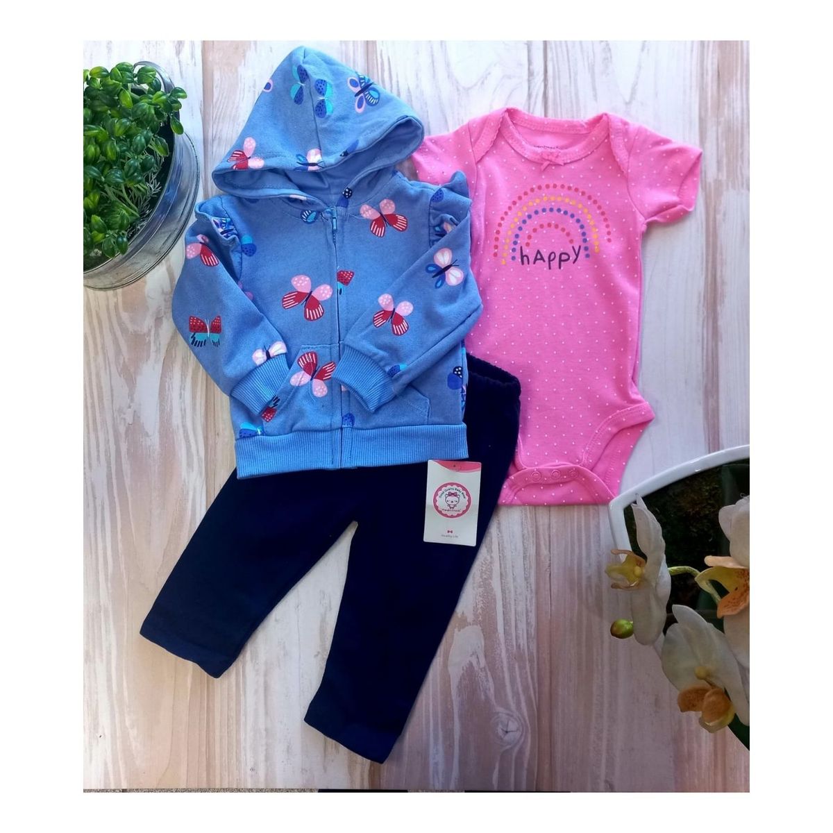 TEDMIMAK - Conjunto Bebe Niña Pack 3 Piezas Tedmimak Happy