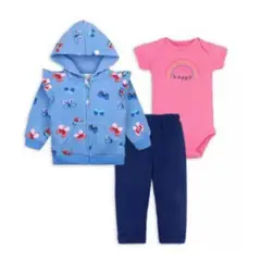 TEDMIMAK - Conjunto Bebe Niña Pack 3 Piezas Happy