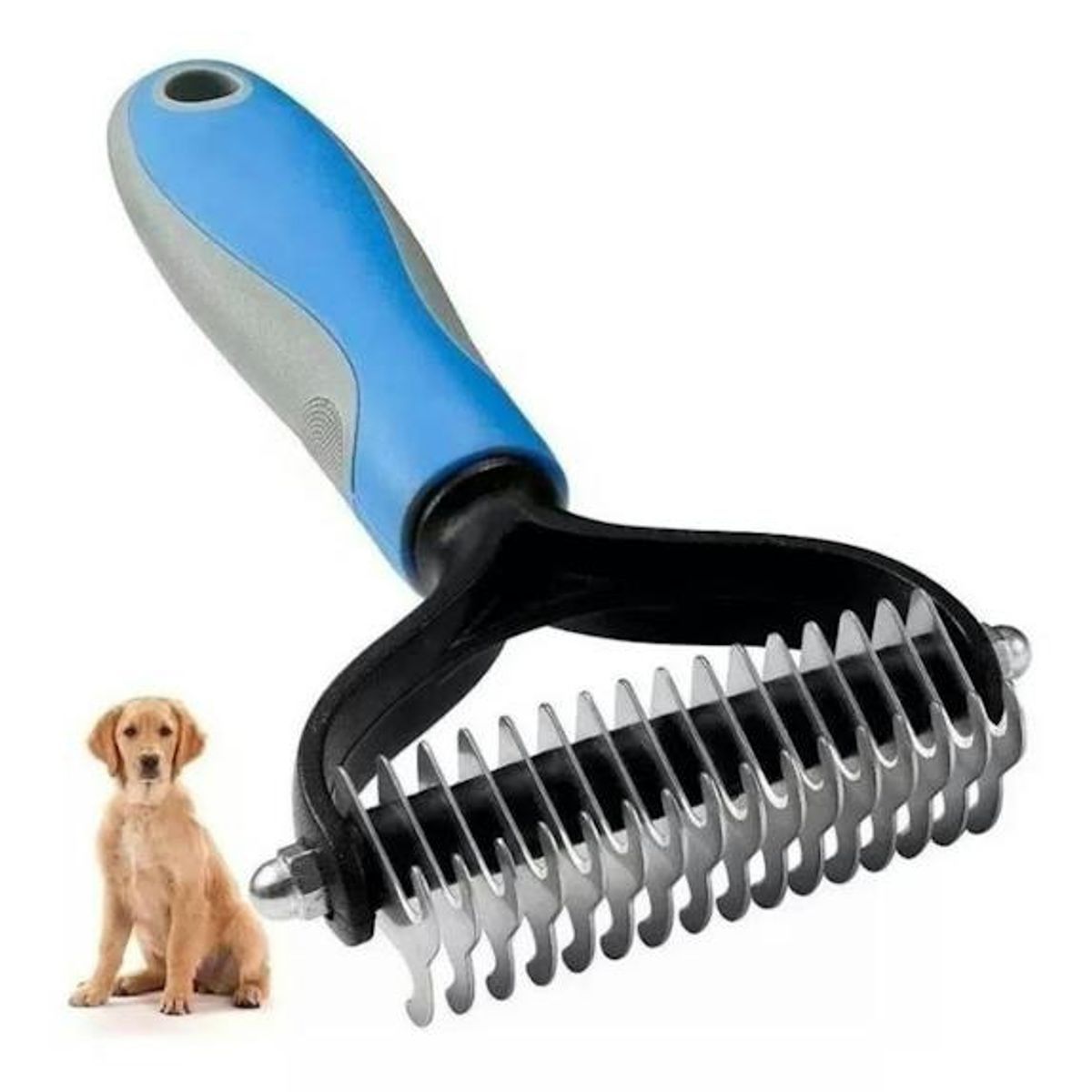 GENERICO - Cepillo Rastrillo Quita Nudos Deslanador Mascotas Celeste