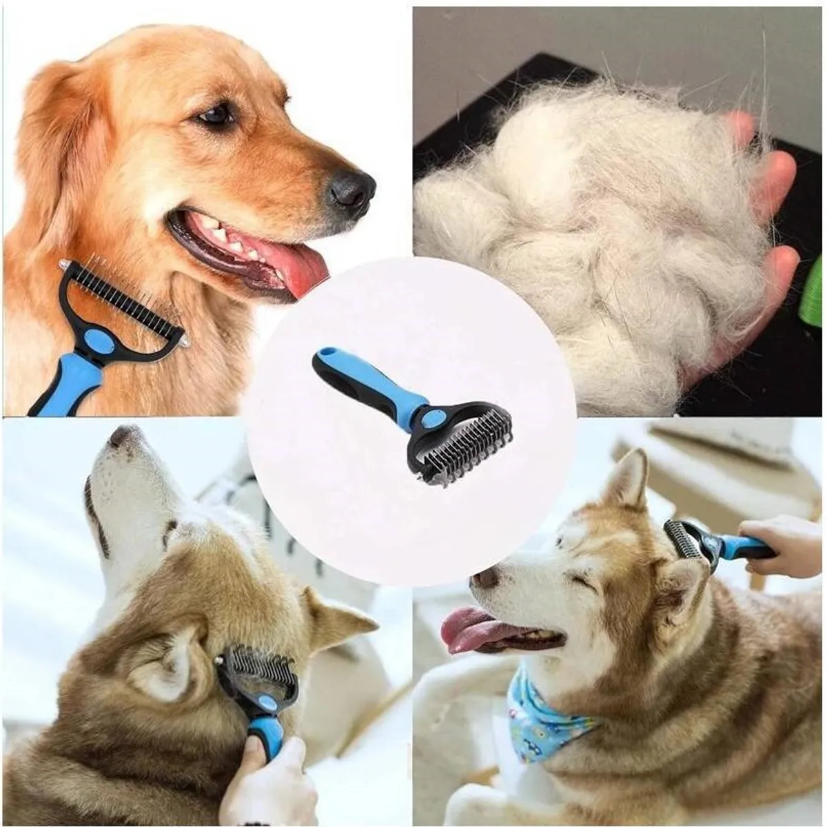 GENERICO - Cepillo Rastrillo Quita Nudos Deslanador Mascotas Celeste