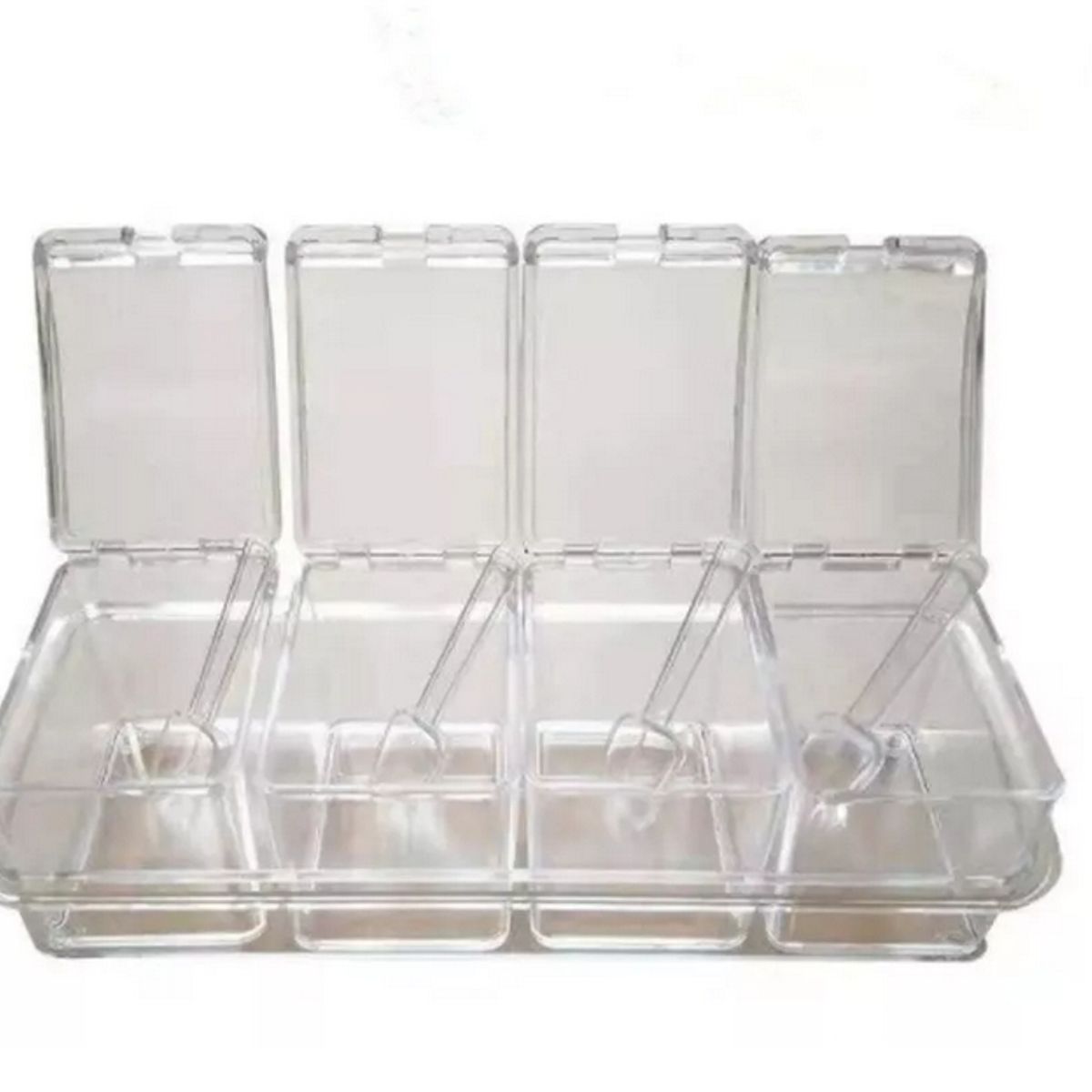 GENERICO - Set 4 Especieros Cuadrados Para Condimentos Con Cucharillas