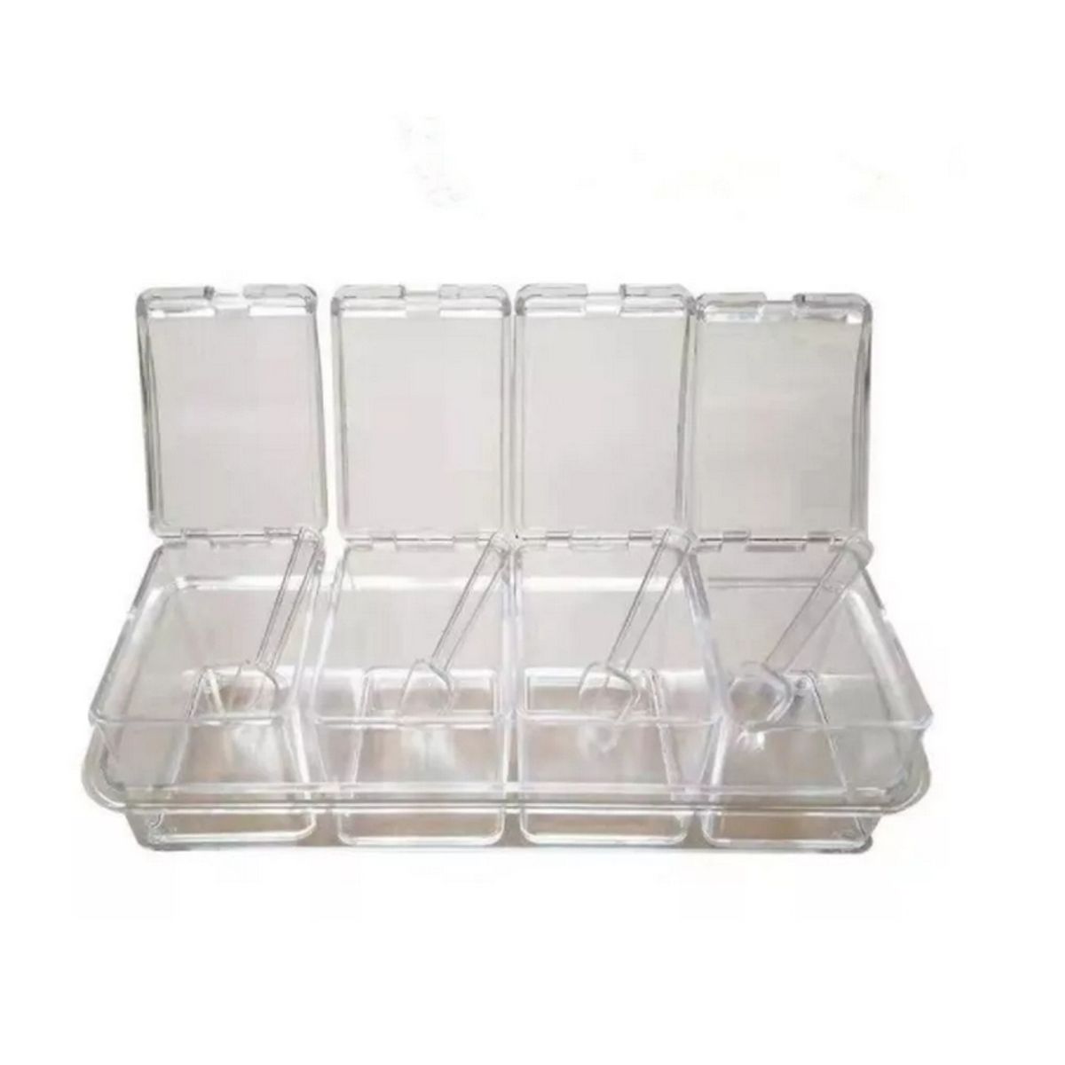 GENERICO - Set 4 Especieros Cuadrados Para Condimentos Con Cucharillas