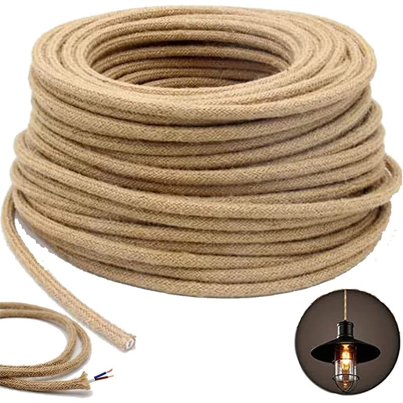 KUANGYE - Cable Cordón Eléctrico Yute Bipolar 2x0.75 Mm2 5 Mts