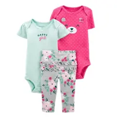 TEDMIMAK - Set 3 Piezas Happy Girl Osita 100% Algodón