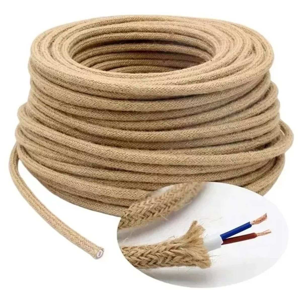 KUANGYE - Cable Cordón Eléctrico Yute Bipolar 2x0.75 Mm2 10 Mts