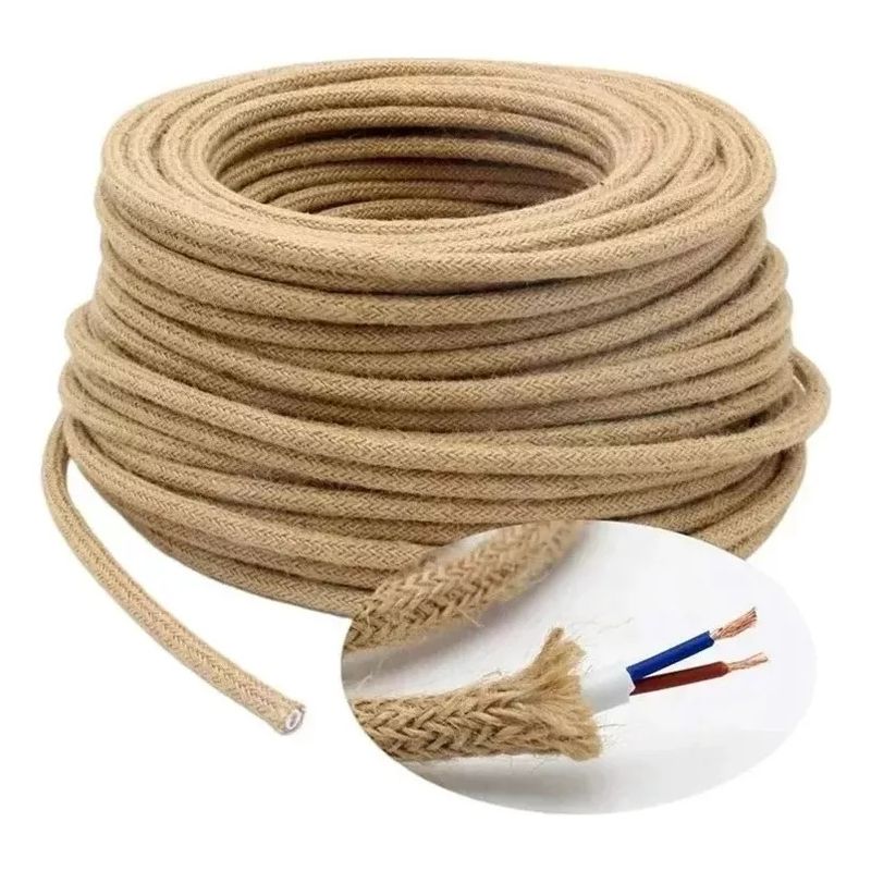 KUANGYE - Cable Cordón Eléctrico Yute Bipolar 2x0.75 Mm2 10 Mts