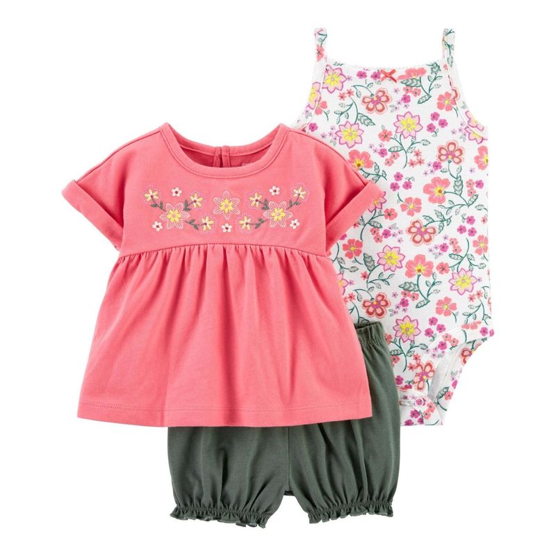 TEDMIMAK - Pack 3 Prendas Flores del Campo 100% Algodón Conjunto Tedmimak