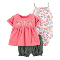 TEDMIMAK - Pack 3 Prendas Flores del Campo 100% Algodón Conjunto