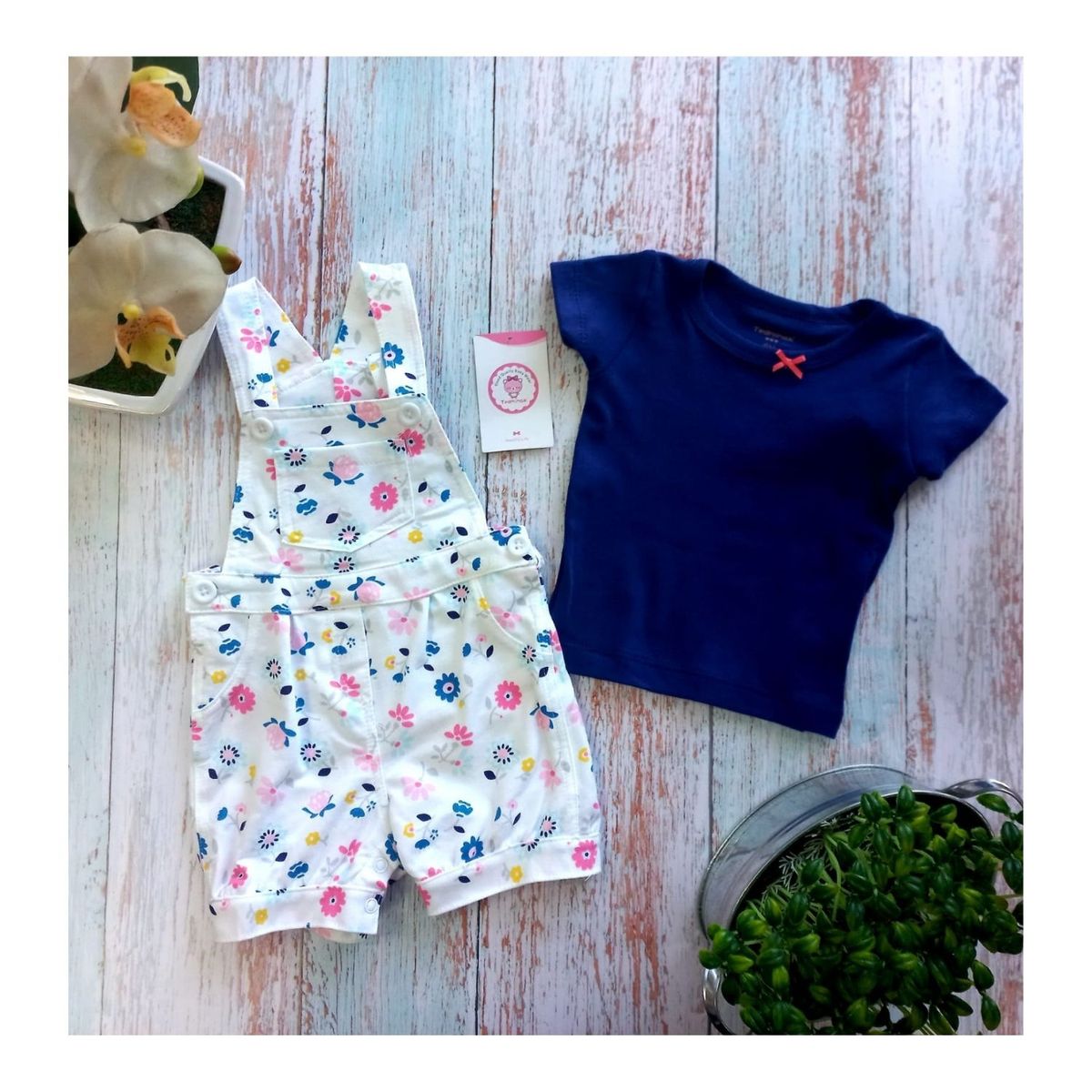 TEDMIMAK - Conjunto 2 Piezas Bebé Niña Florecitas Tedmimak 100% Algodón