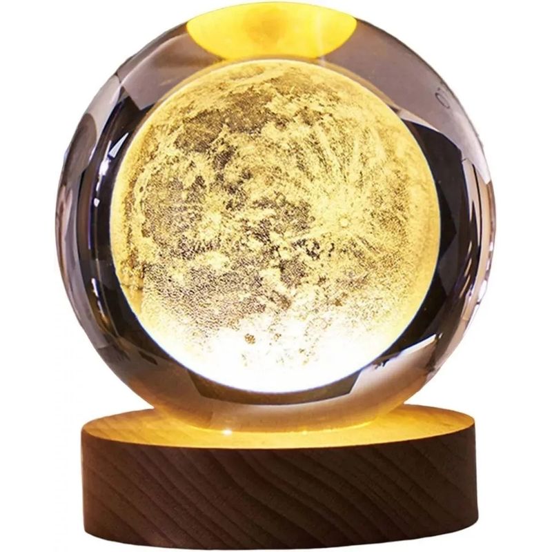 KUANGYE - Lámpara De Noche Led 3d Galaxia Bola Cristal Luna