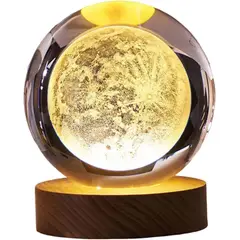 KUANGYE - Lámpara De Noche Led 3d Galaxia Bola Cristal Luna