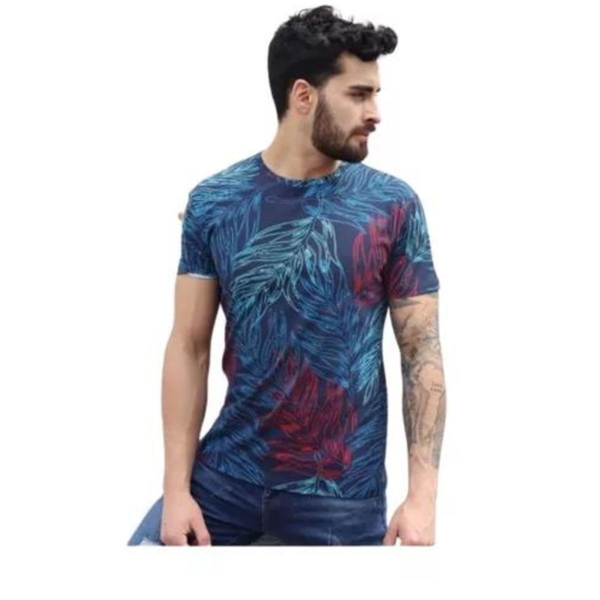 LOOK SHOP - Polera Manga Corta Algodón Diseño Tropical Playera. Calidad 206