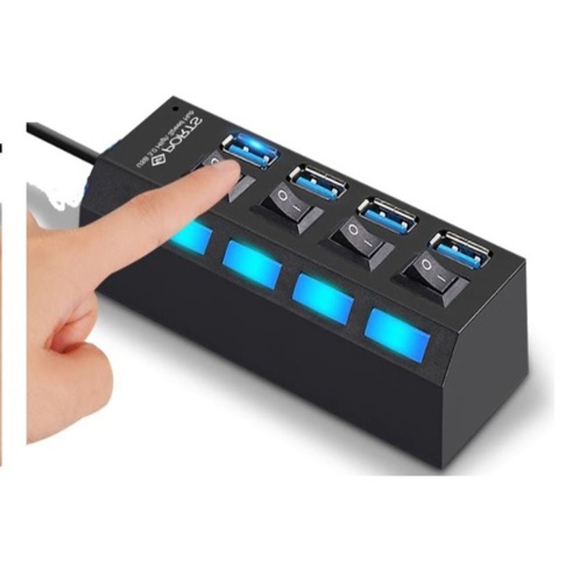 GENERICO - Multipuerto HUB 4 USB Extension 4 Puertos Extensor Botones