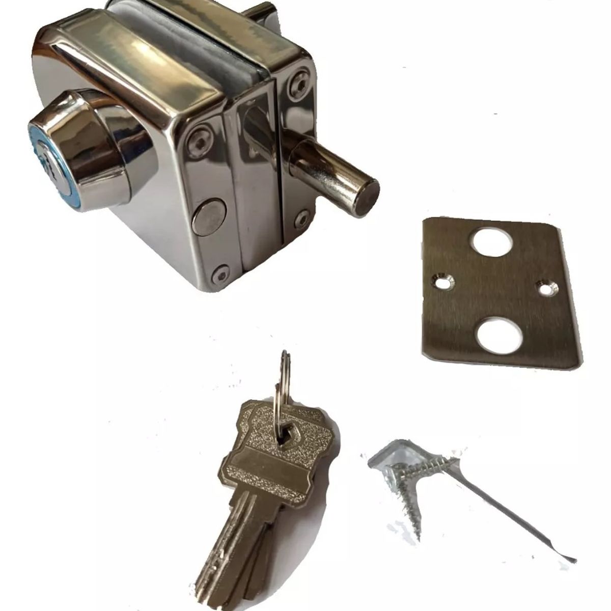 GENERICO - Cerradura Puerta Vidrio De 8 A 12mm Llave Pestillo Muro Cdo1