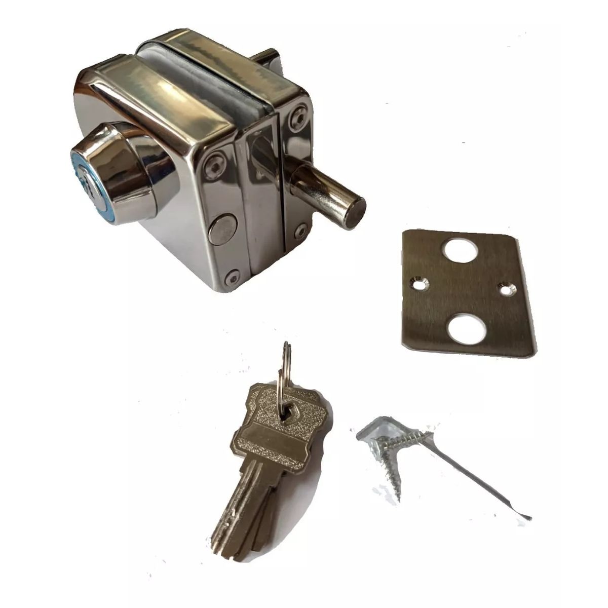 GENERICO - Cerradura Puerta Vidrio De 8 A 12mm Llave Pestillo Muro Cdo1