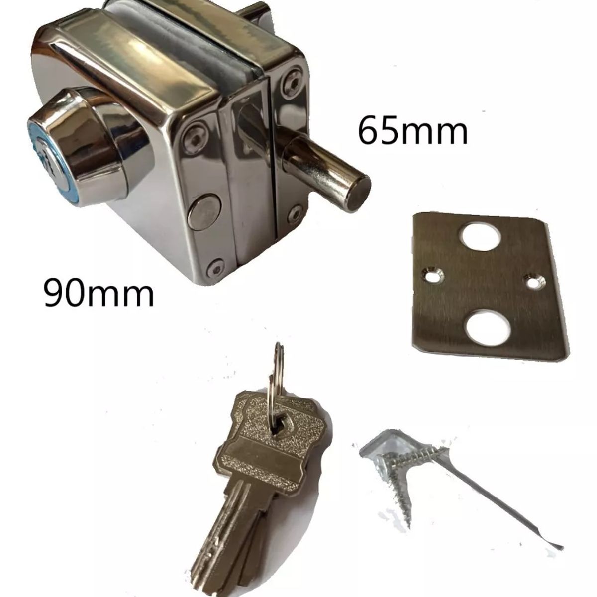 GENERICO - Cerradura Puerta Vidrio De 8 A 12mm Llave Pestillo Muro Cdo1