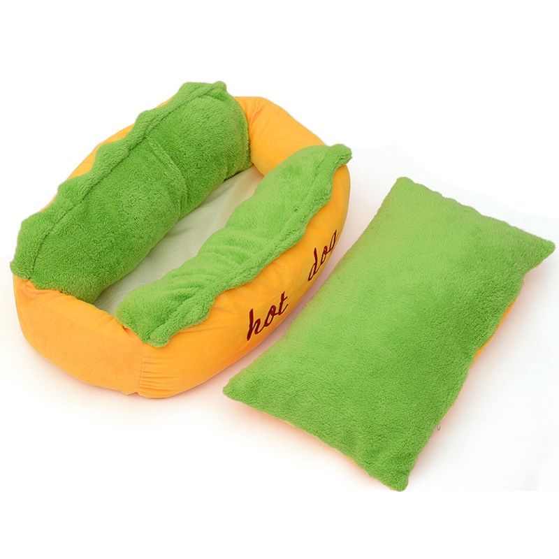 CRUSEC - Cama Hot Dog Suave Acolchada Mascotas Perro Gato Talla S