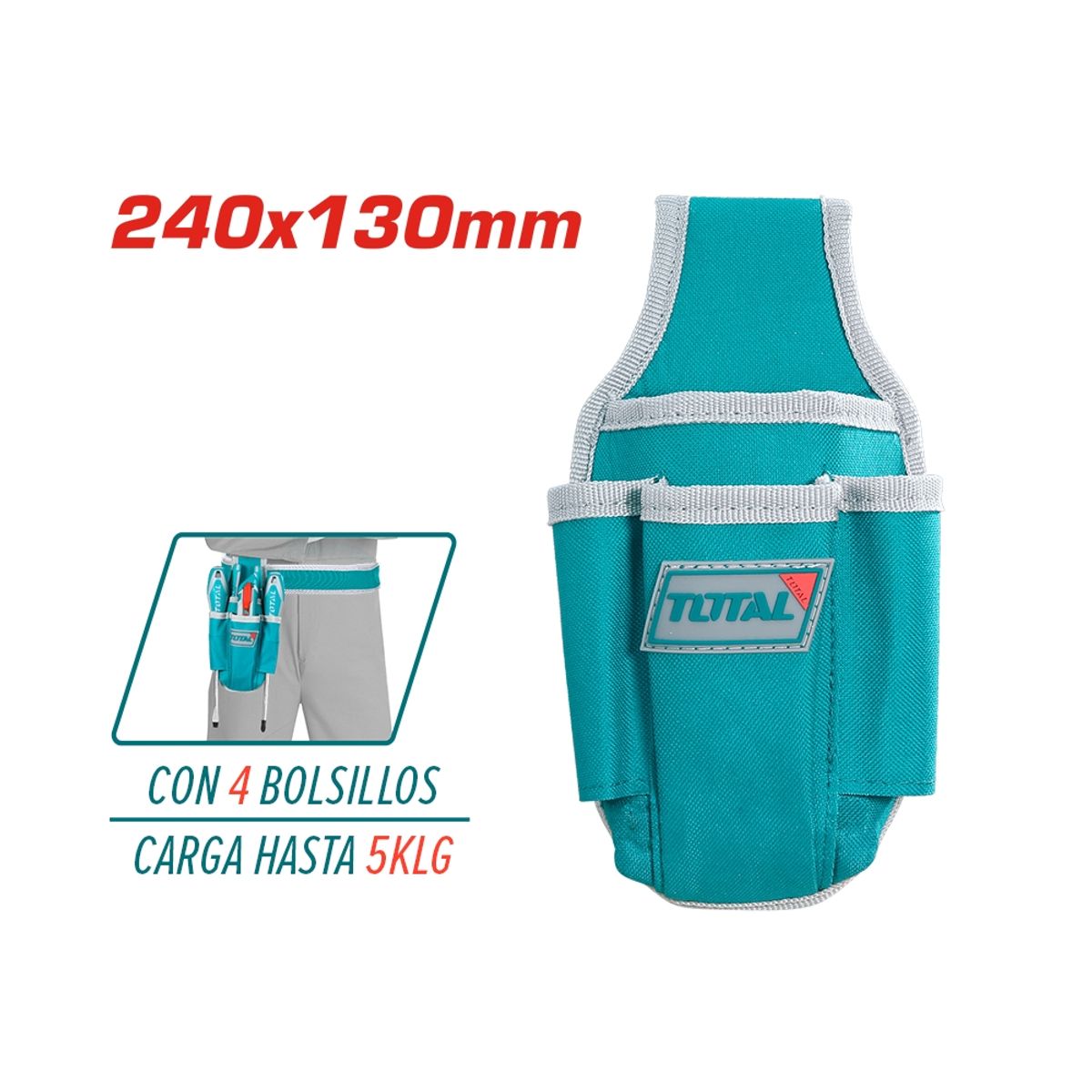 TOTAL TOOLS - Bolso Coleto porta Herramientas 4 Bolsillos TOTAL