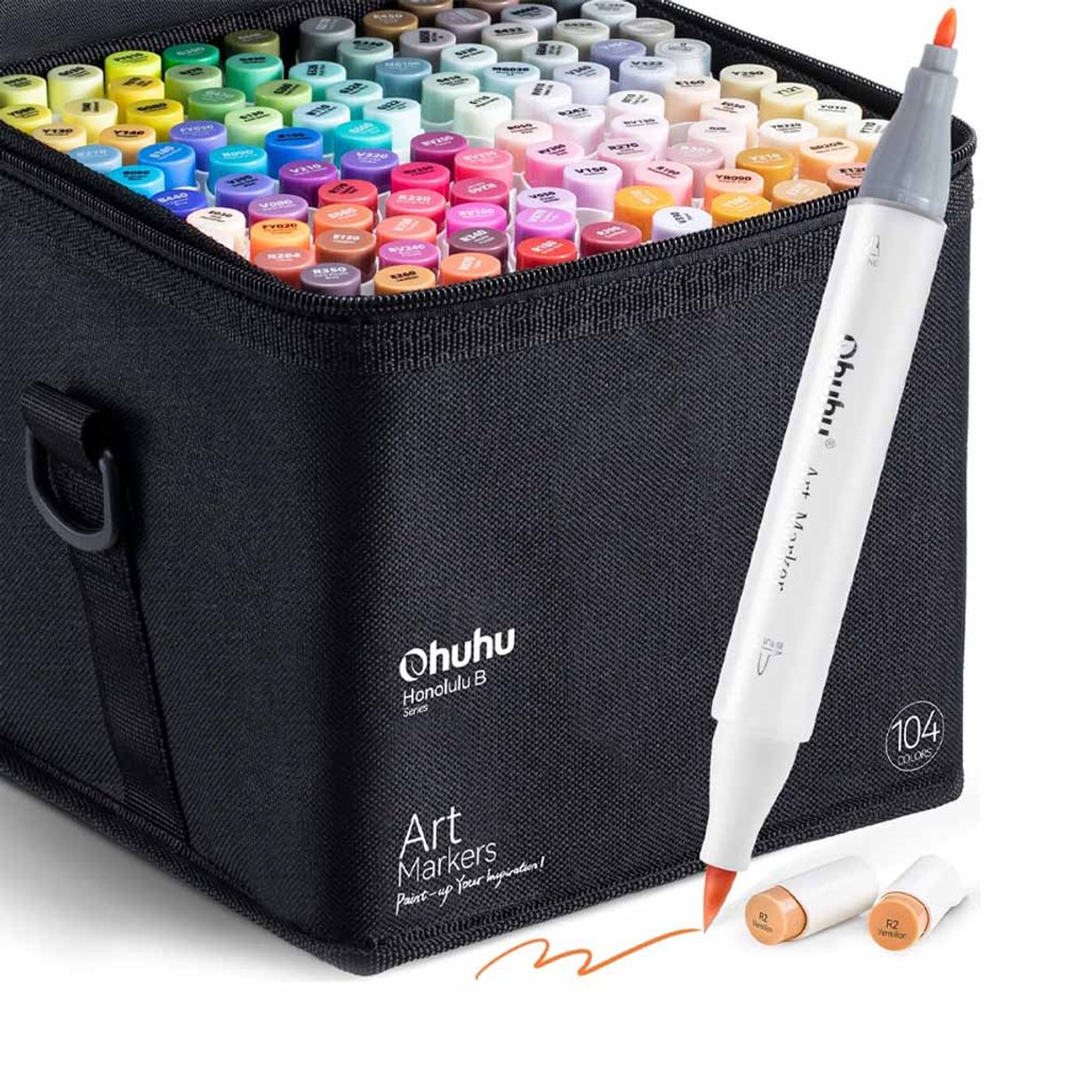OHUHU - Ohuhu 104 Marcadores De Alcohol  + 1 Blender. Pincel&fina