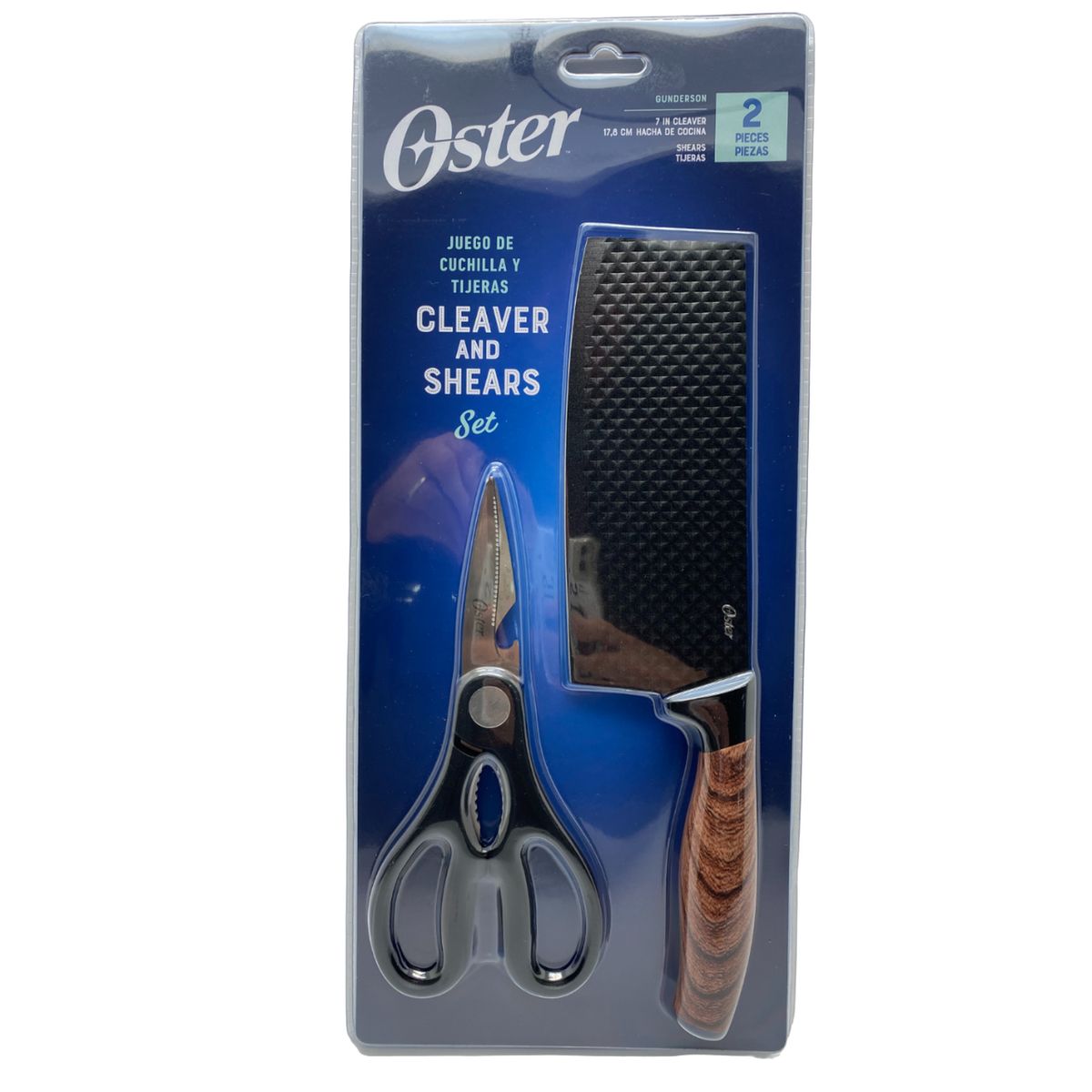 OSTER - Set Tijera Y Cuchillo Carnicero Gunderson 17,8 Cm Negro OSTER