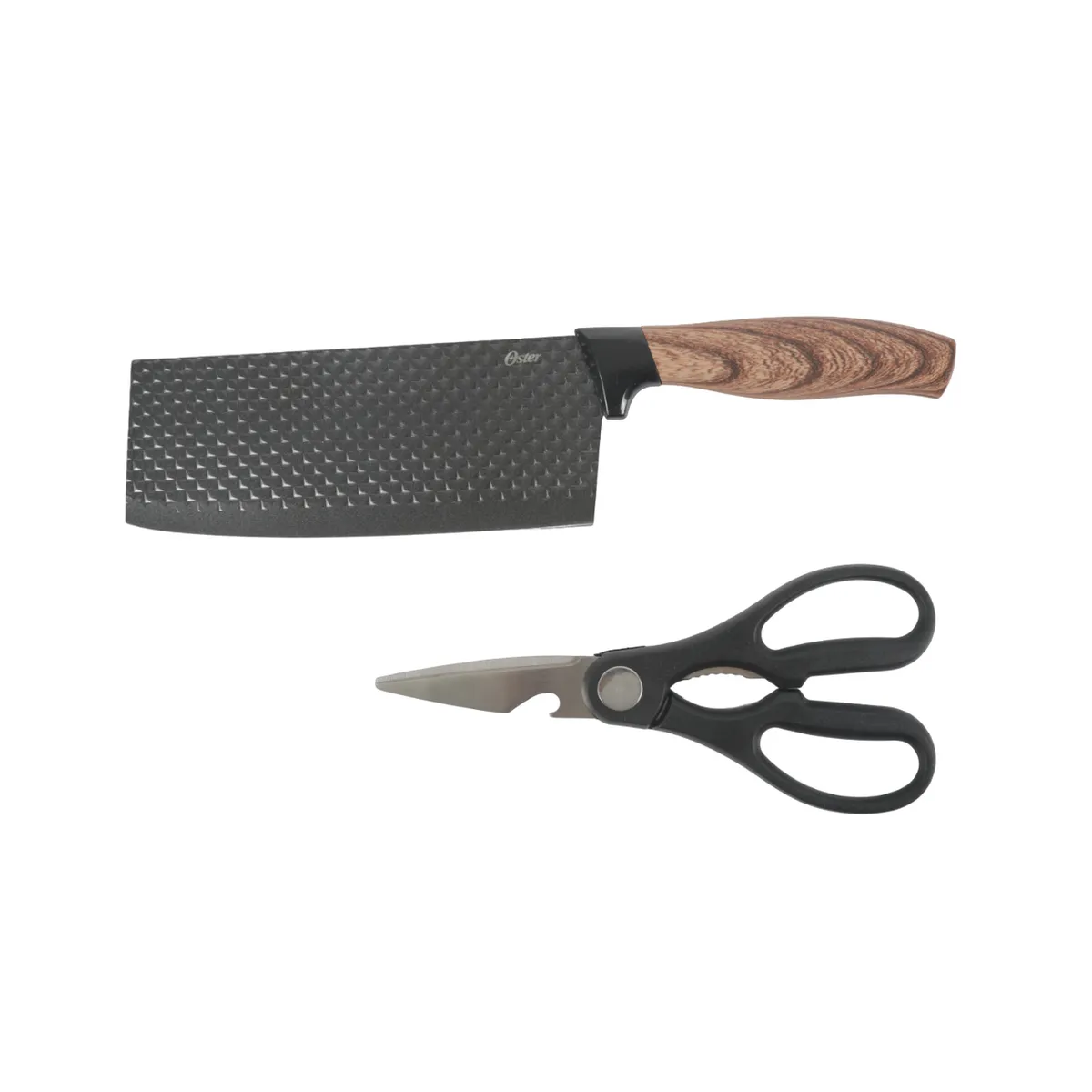 OSTER - Set Tijera Y Cuchillo Carnicero Gunderson 17,8 Cm Negro OSTER