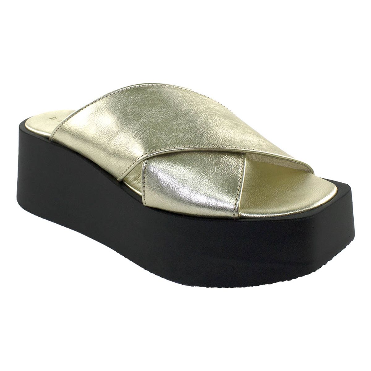 MAILEA - Sandalia plataforma de cuero para mujer oro