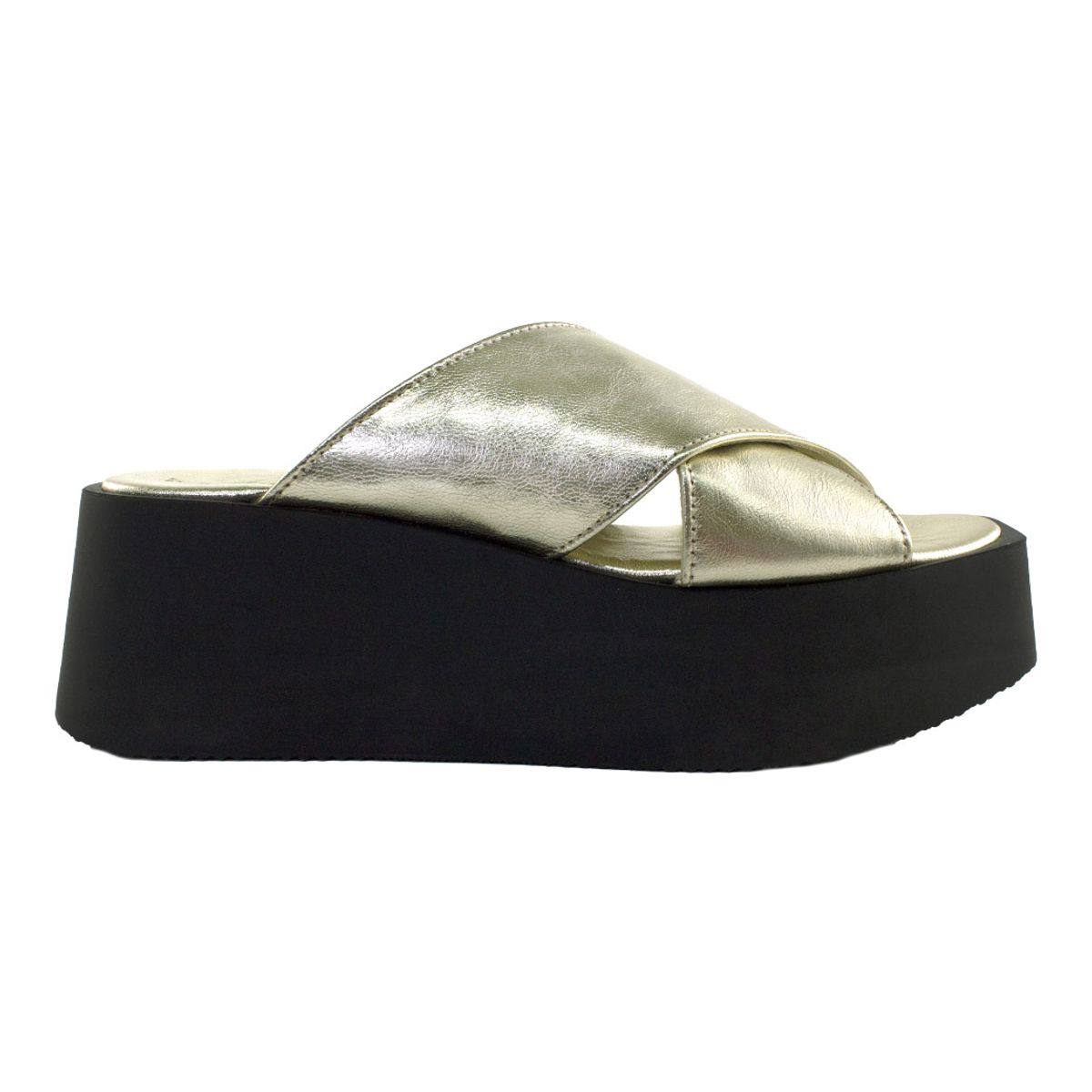 MAILEA - Sandalia plataforma de cuero para mujer oro