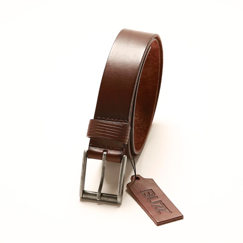 BUZZ - CINTURON HOMBRE DE CUERO MODELO 2422 BROWN DARK MARCA BUZZ.
