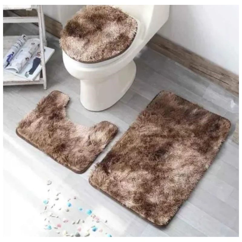 GENERICO - Set Textil para Baño 3 piezas alfombras Felpa Jaspeada Café