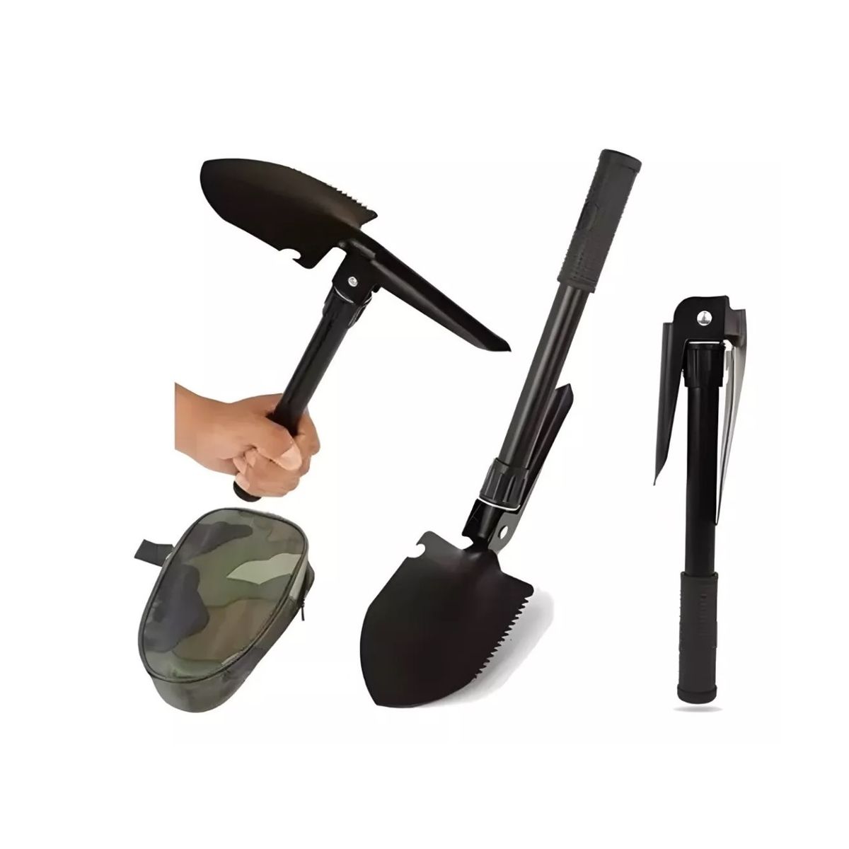 GENERICO - Pala Plegable 2 En 1 Militar Multifuncional Camping