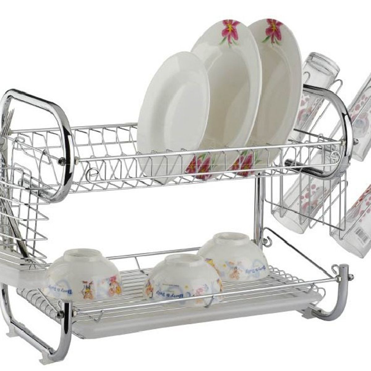 CRUSEC - Escurridor de Platos 2 Niveles Soporte de Utensilios 42cm