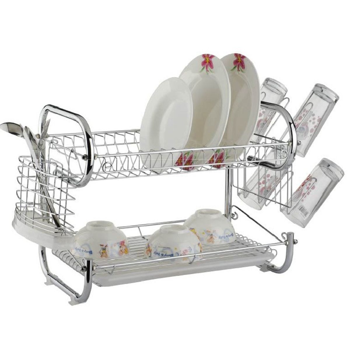 CRUSEC - Escurridor de Platos 2 Niveles Soporte de Utensilios 42cm