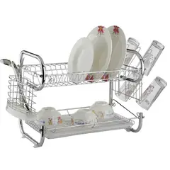 CRUSEC - Escurridor de Platos 2 Niveles Soporte de Utensilios 42cm