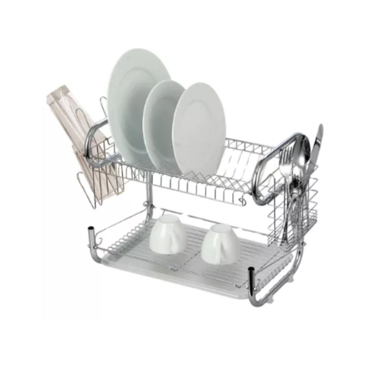 CRUSEC - Escurridor de Platos 2 Niveles Soporte de Utensilios 42cm
