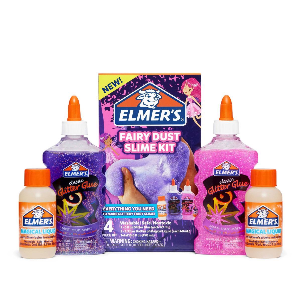 ELMERS - Kit Slime Elmers Glitter Brillo de Hadas 4 Unidades